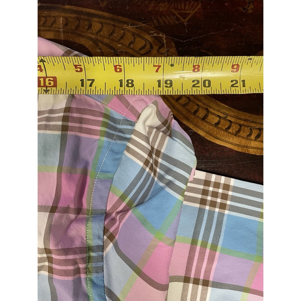 Peter Millar Summer Comfort Performance Mens Pink Blue Plaid Button Up Shirt M - Picture 10 of 14